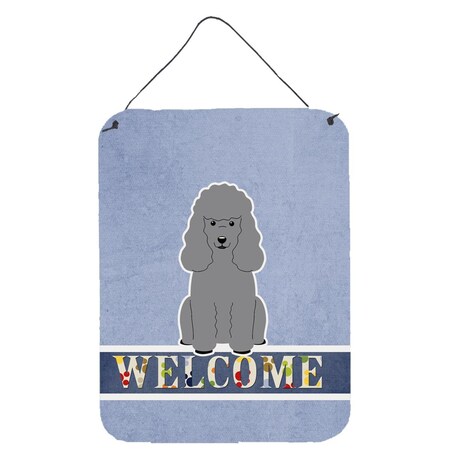 Carolines Treasures Poodle Silver Welcome Wall or Door Hanging Prints BB5649DS1216